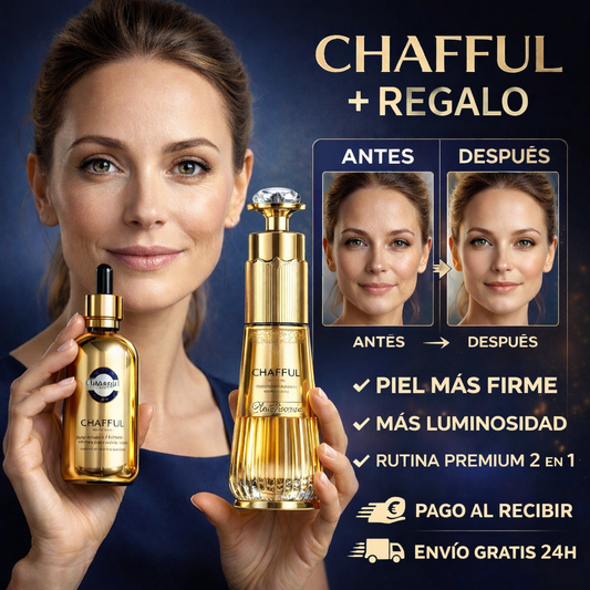 CHAFFUL RUTINA PREMIUM ANTI-EDAD – COLÁGENO KOREANO + REGALO ILUMINADOR (2 EN 1)